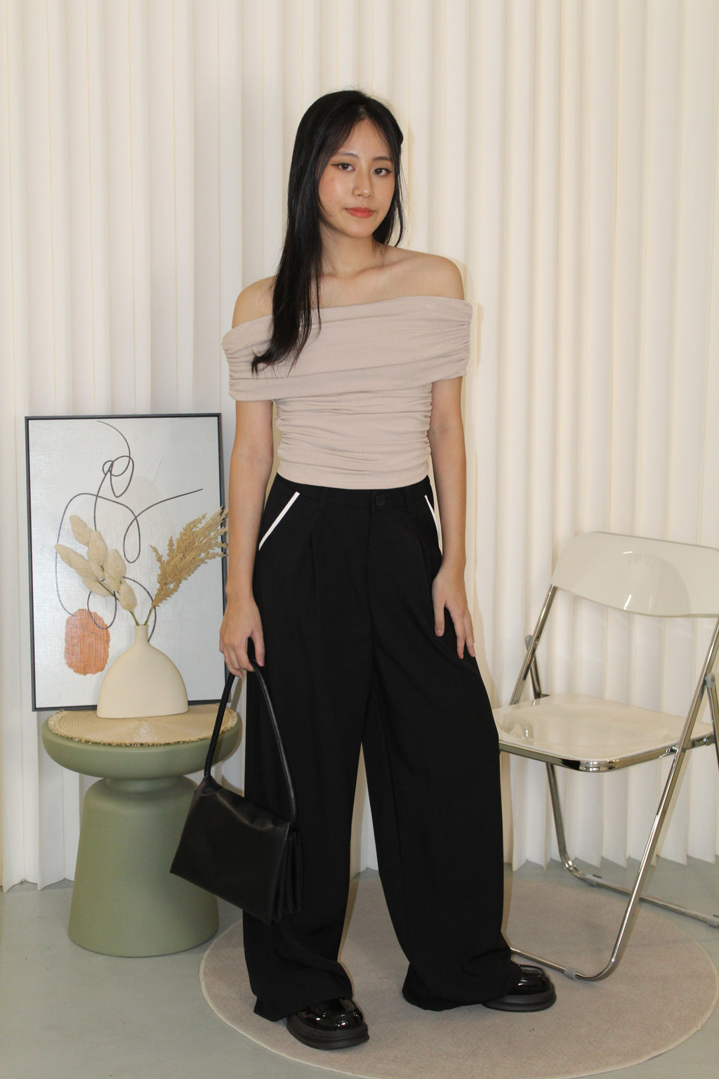 Liora Block Color Suit Pants (Black)