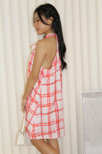 Gemma Checked Halter Mini Dress (Red)
