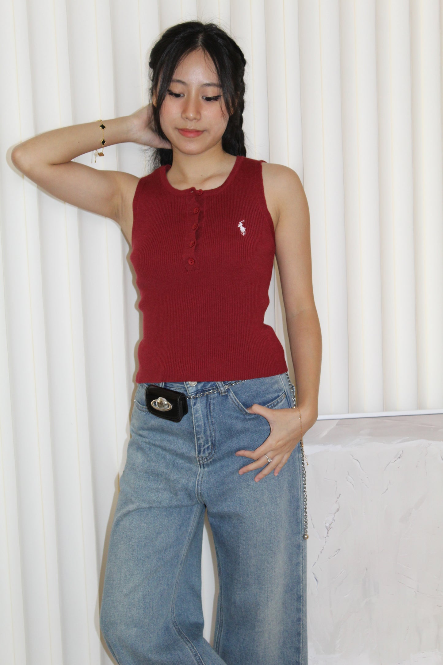 Vannie Knit Sleeveless Top (Red)