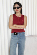 Vannie Knit Sleeveless Top (White)