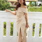 Heidi Off Shoulder Maxi Dress (Champagne)
