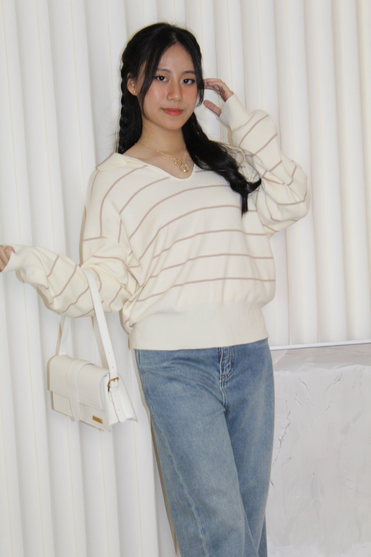 Tsuyu Stripes Knit Top (Cream)