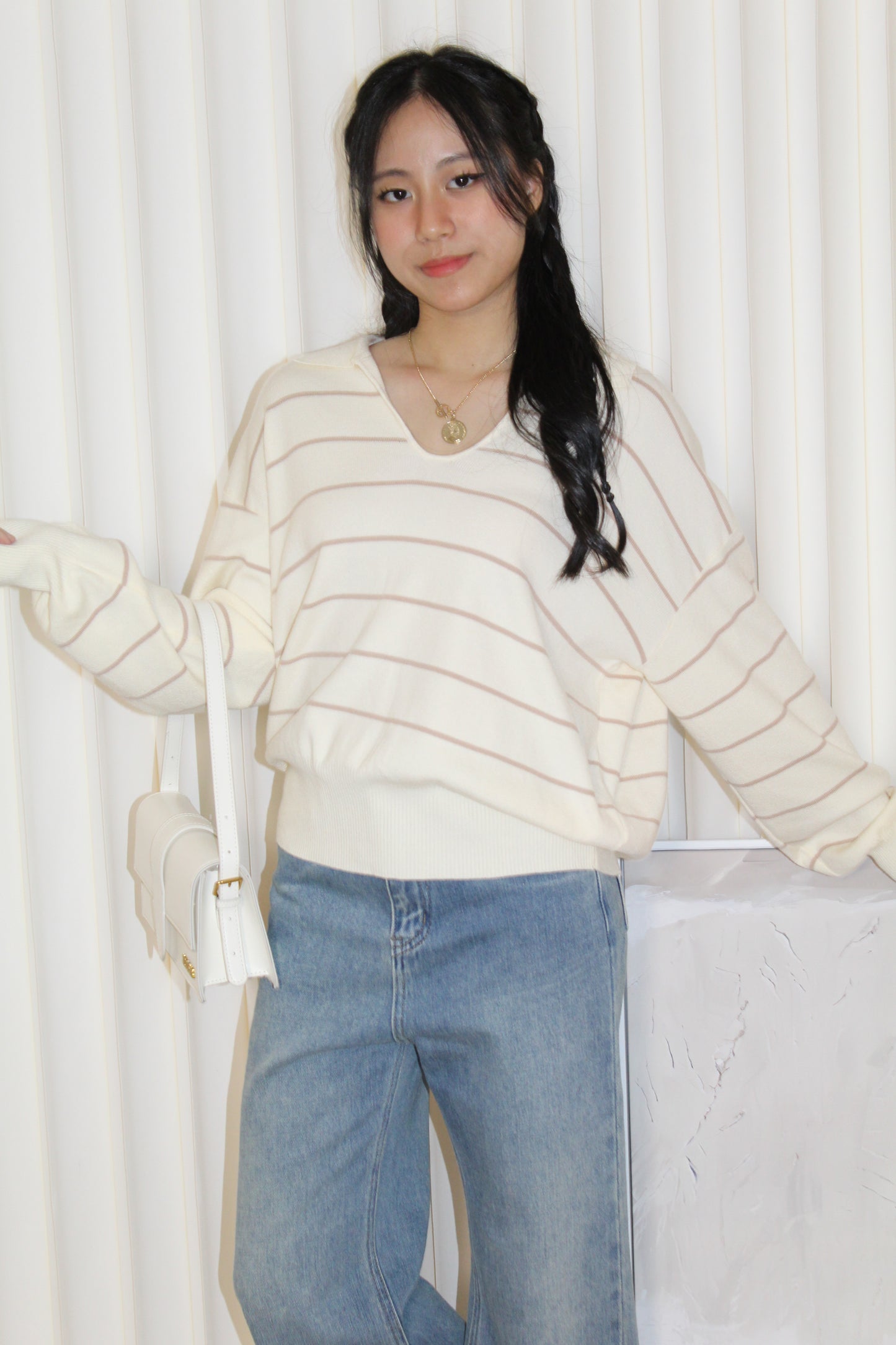 Tsuyu Stripes Knit Top (Cream)