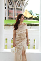Heidi Off Shoulder Maxi Dress (Champagne)
