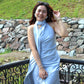 Lorelle Satin Bare Back Maxi Dress (Blue)