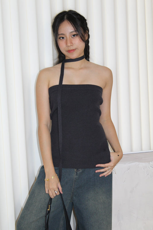 Hennie Ribbed Tube Top (Grey)