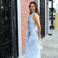 Lorelle Satin Bare Back Maxi Dress (Blue)