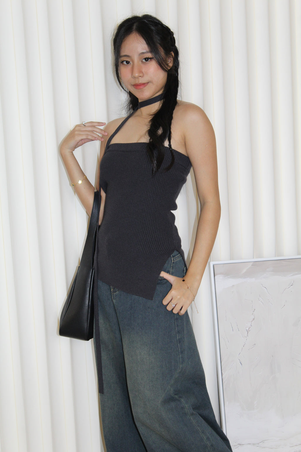 Hennie Ribbed Tube Top (Grey)
