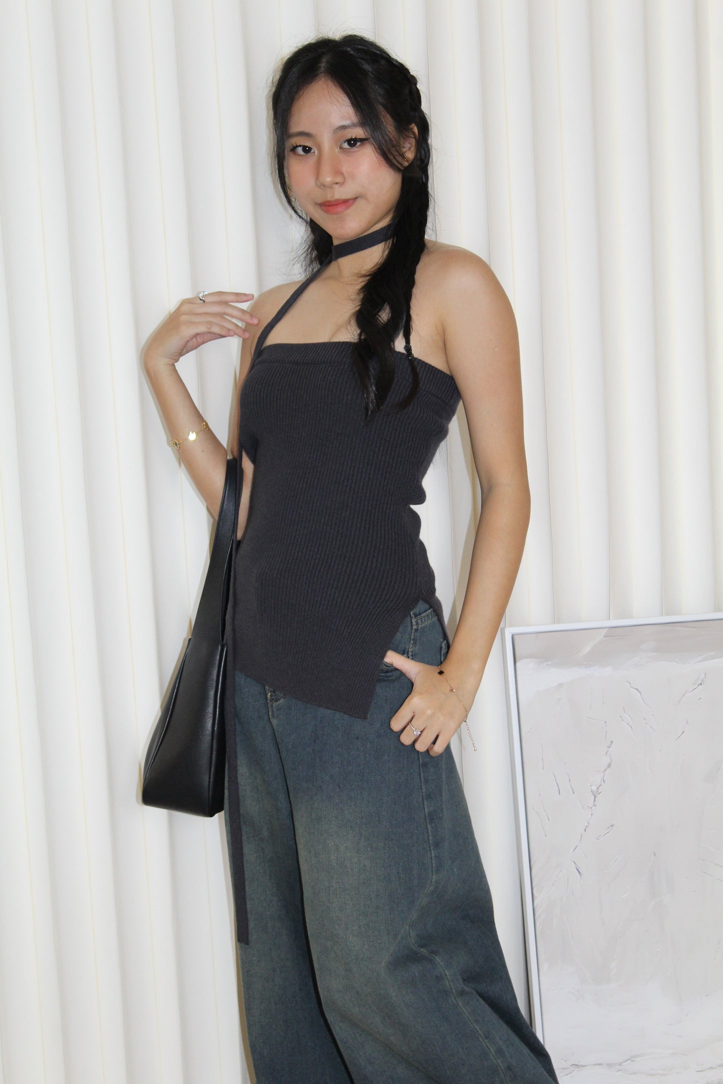 Hennie Ribbed Tube Top (Grey)