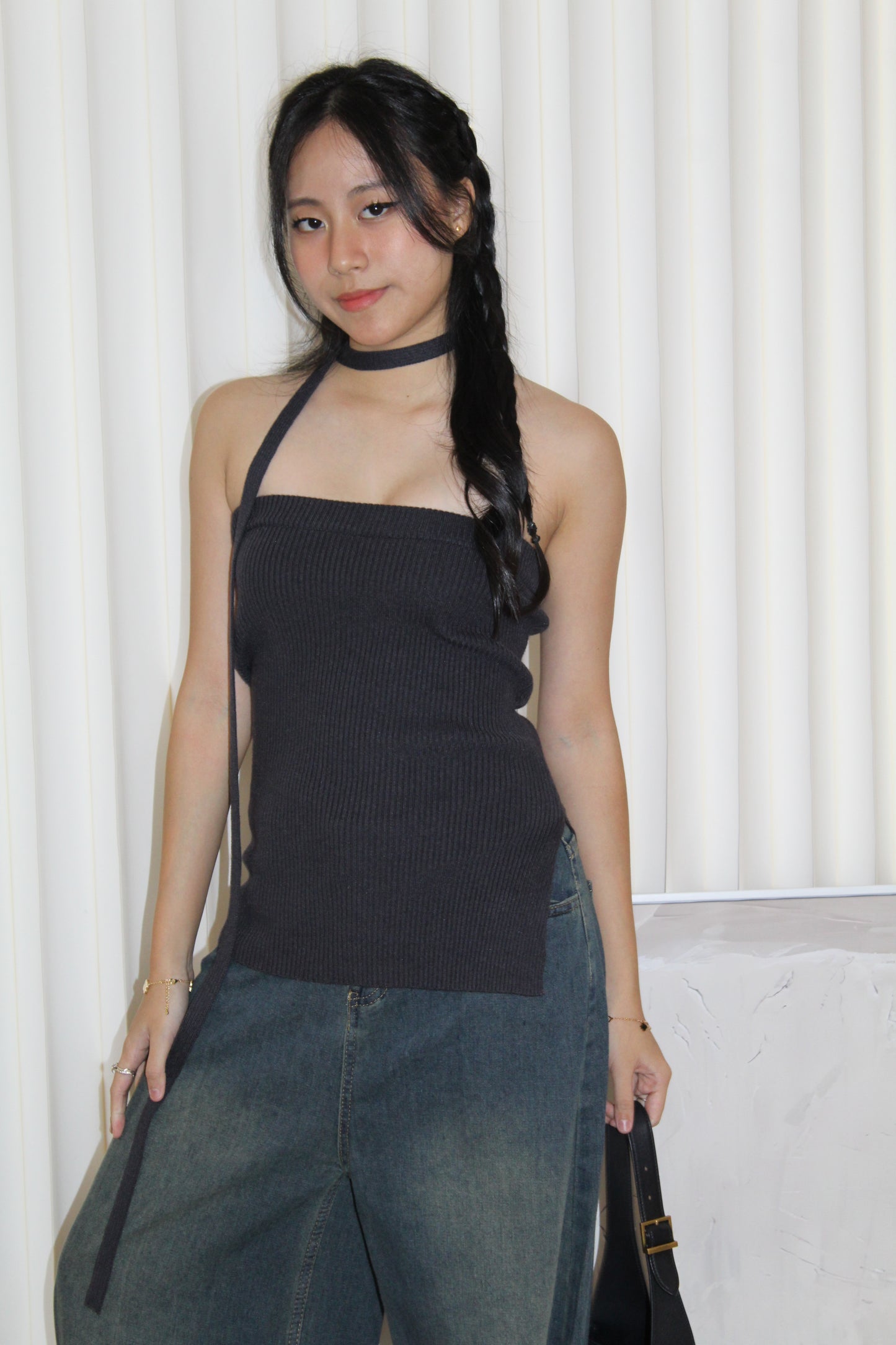 Hennie Ribbed Tube Top (Grey)