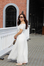 Kathryn Off Shoulder Maxi Dress (White)
