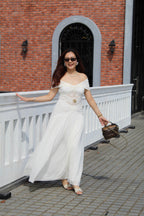 Kathryn Off Shoulder Maxi Dress (White)