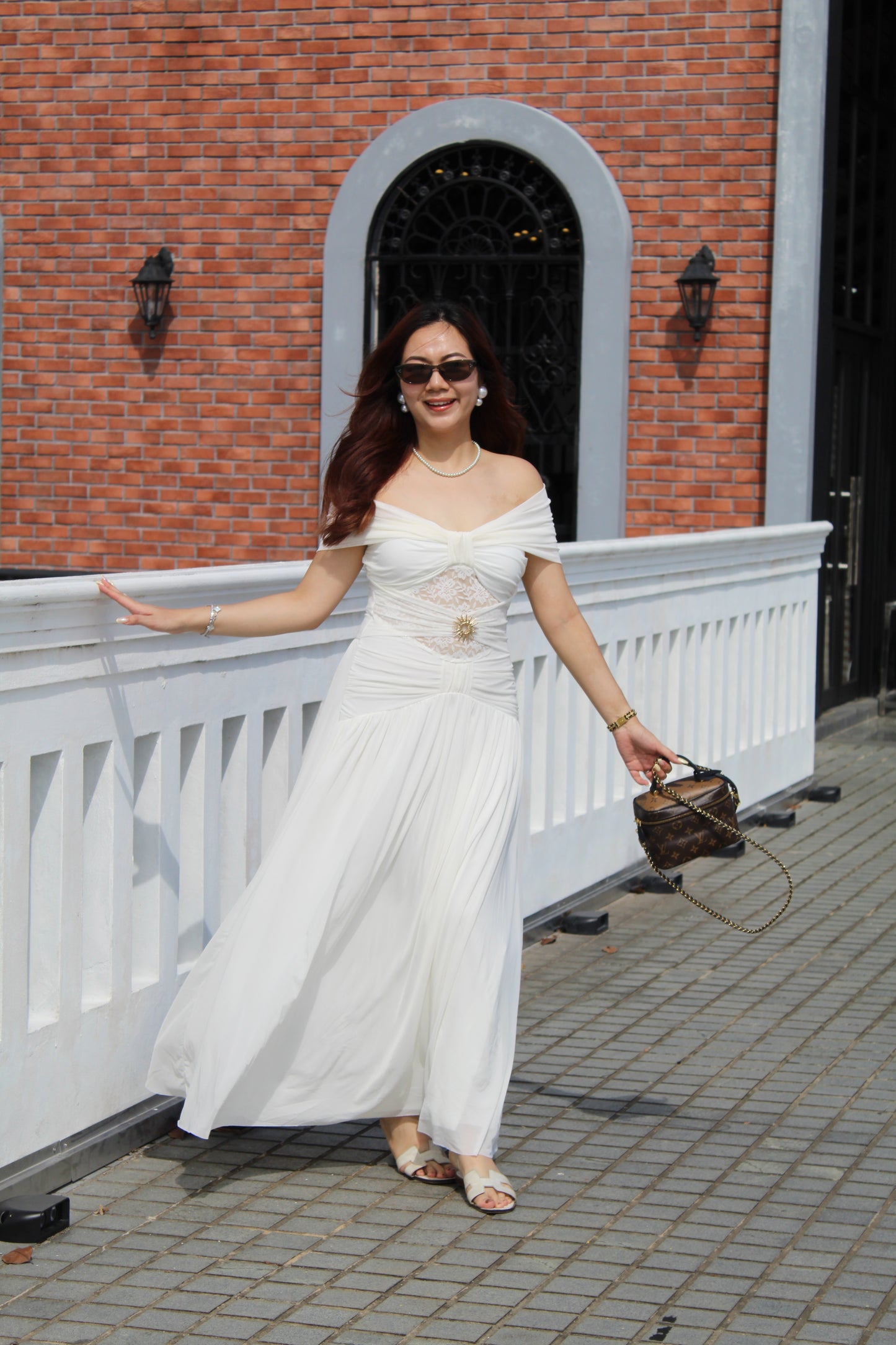 Kathryn Off Shoulder Maxi Dress (White)
