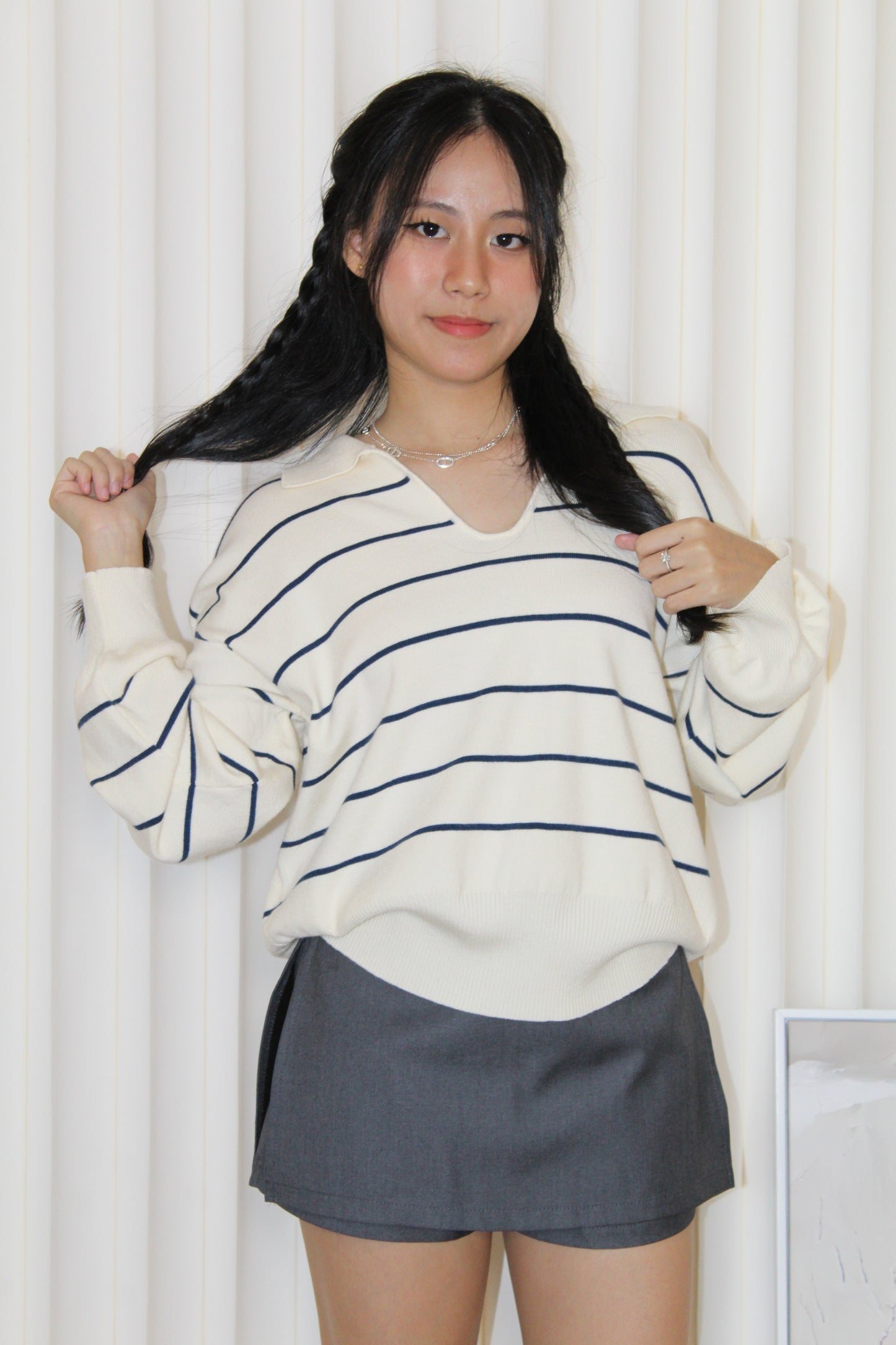 Tsuyu Stripes Knit Top (Cream)