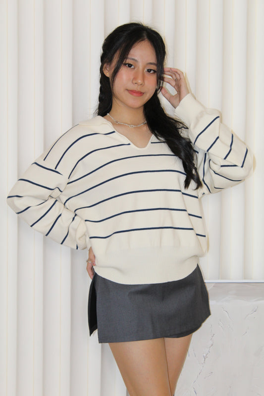 Tsuyu Stripes Knit Top (Blue)