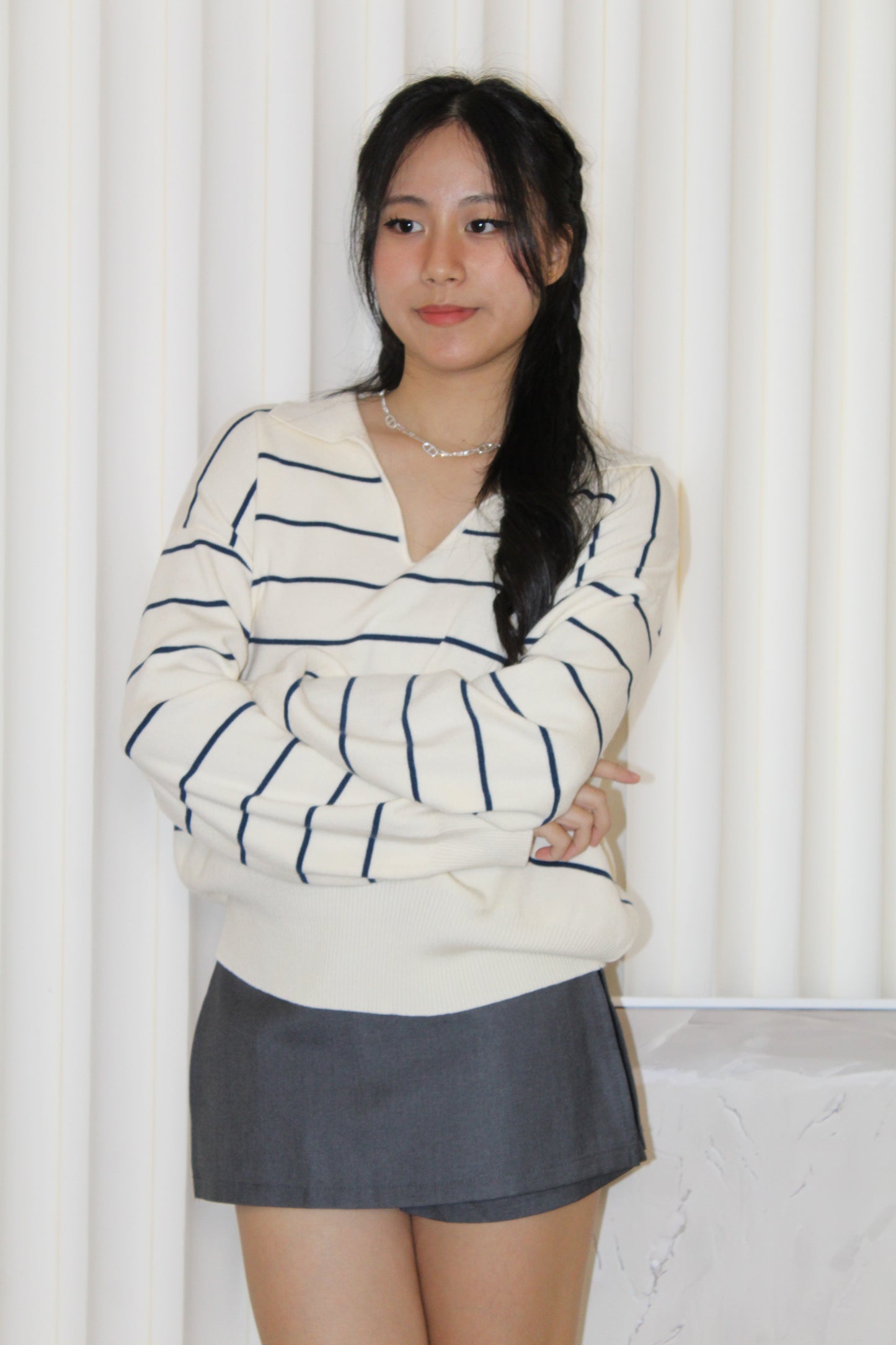 Tsuyu Stripes Knit Top (Cream)