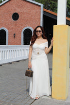Kathryn Off Shoulder Maxi Dress (White)