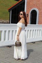 Kathryn Off Shoulder Maxi Dress (White)