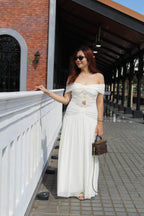 Kathryn Off Shoulder Maxi Dress (White)