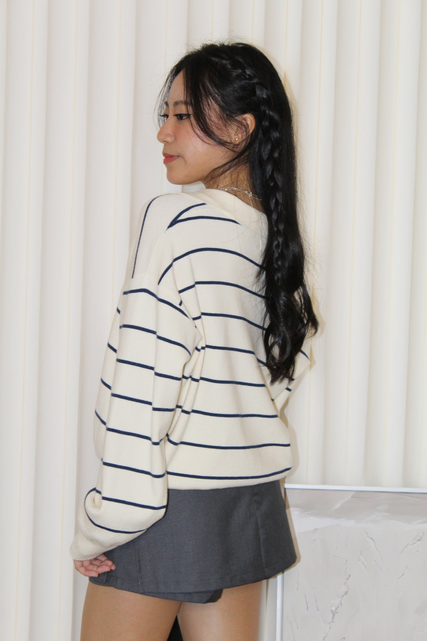 Tsuyu Stripes Knit Top (Cream)