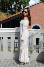 Bianca Lace Long Sleeve Maxi Dress (White)