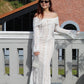 Bianca Lace Long Sleeve Maxi Dress (White)