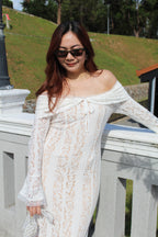 Bianca Lace Long Sleeve Maxi Dress (White)
