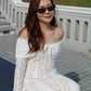 Bianca Lace Long Sleeve Maxi Dress (White)