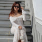 Bianca Lace Long Sleeve Maxi Dress (White)