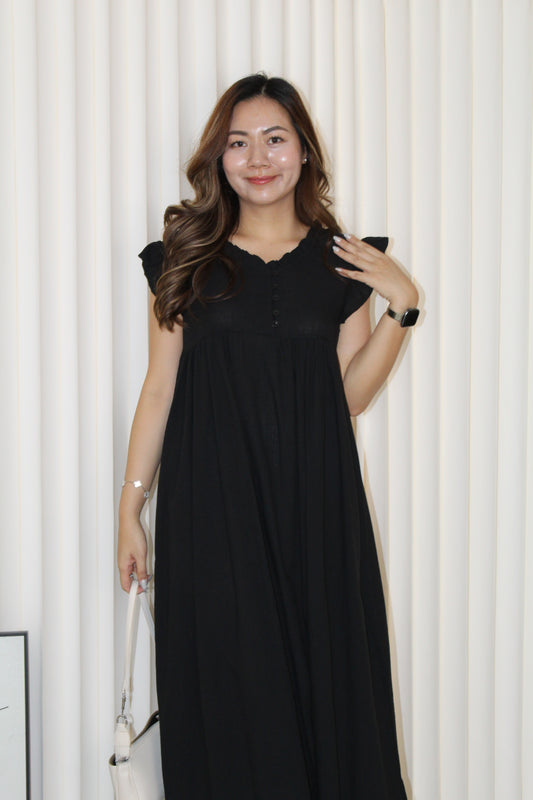 Yukie Cotton Flare Dress (Black)