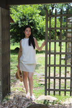 Gracie Round Neck Stripes Top (White)