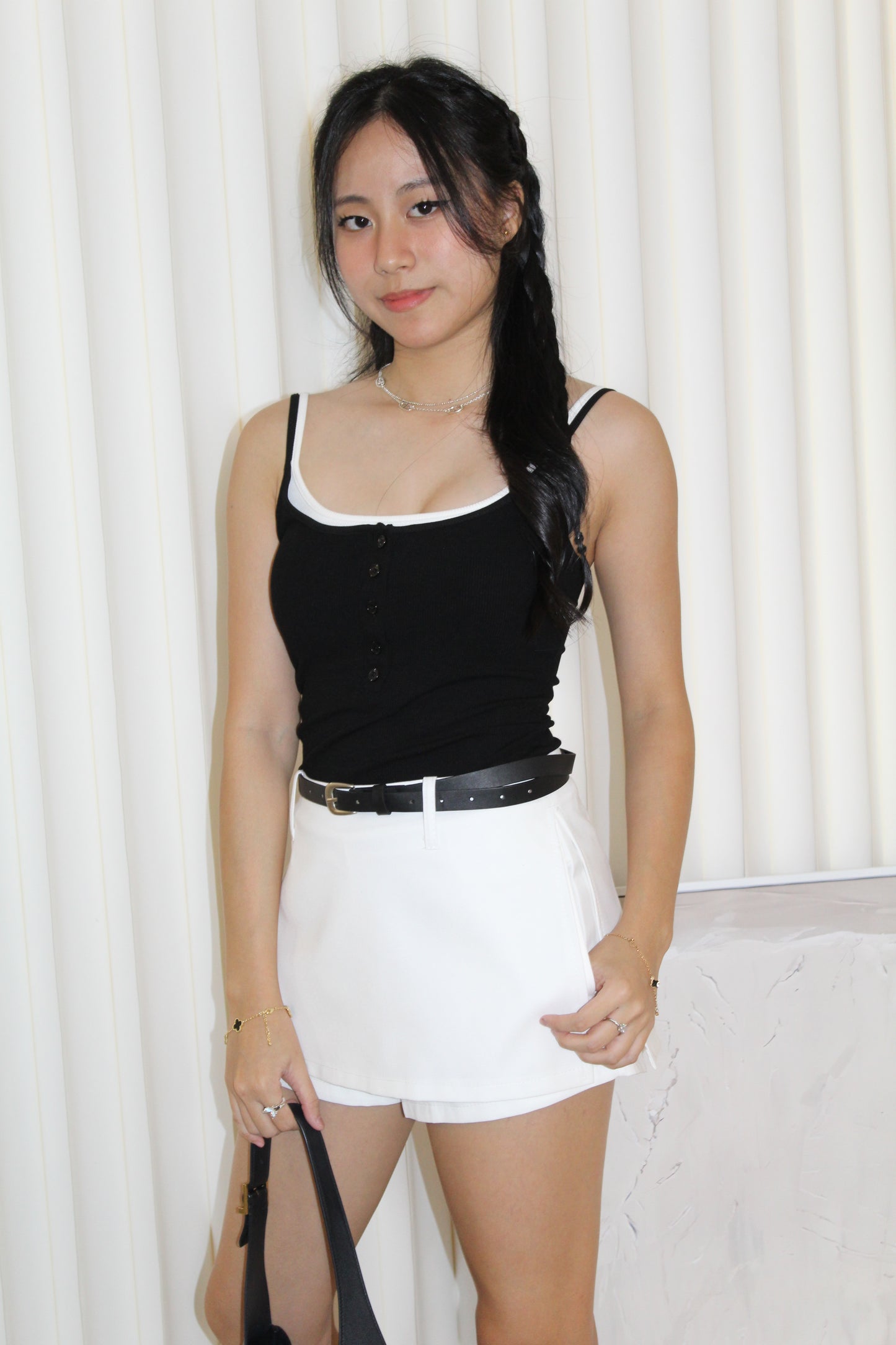 Adeline Block Color Padded Top (Black)