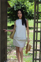 Gracie Round Neck Stripes Top (White)