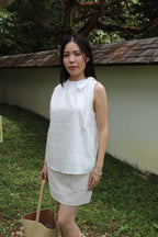Gracie Round Neck Stripes Top (White)