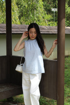 Gracie Round Neck Stripes Top (White)