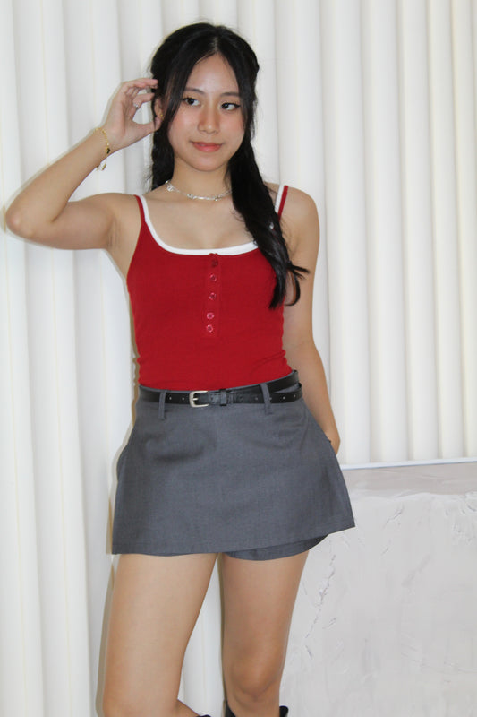 Adeline Block Color Padded Top (Red)