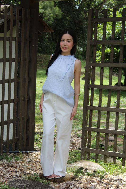 Gracie Round Neck Stripes Top (Blue)