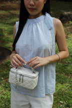 Gracie Round Neck Stripes Top (White)