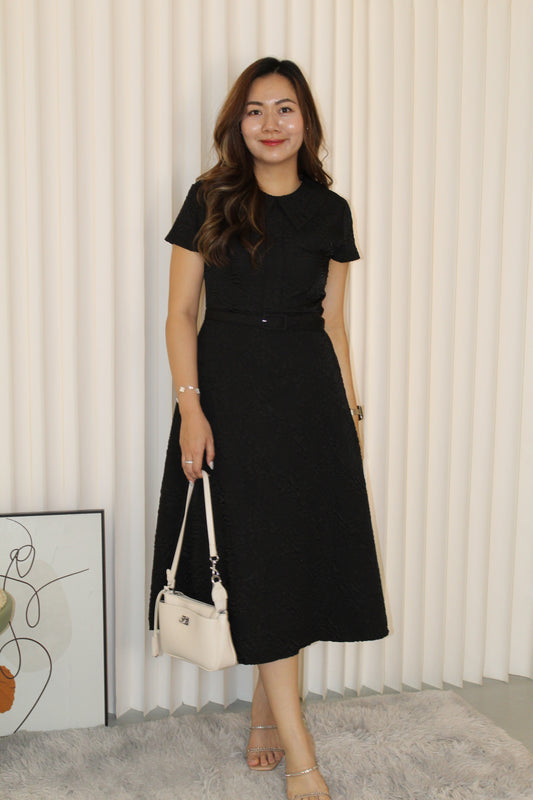 Florence A-Line Midaxi Dress (Black)