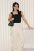 Evie Textured Bare Back Top (Black)