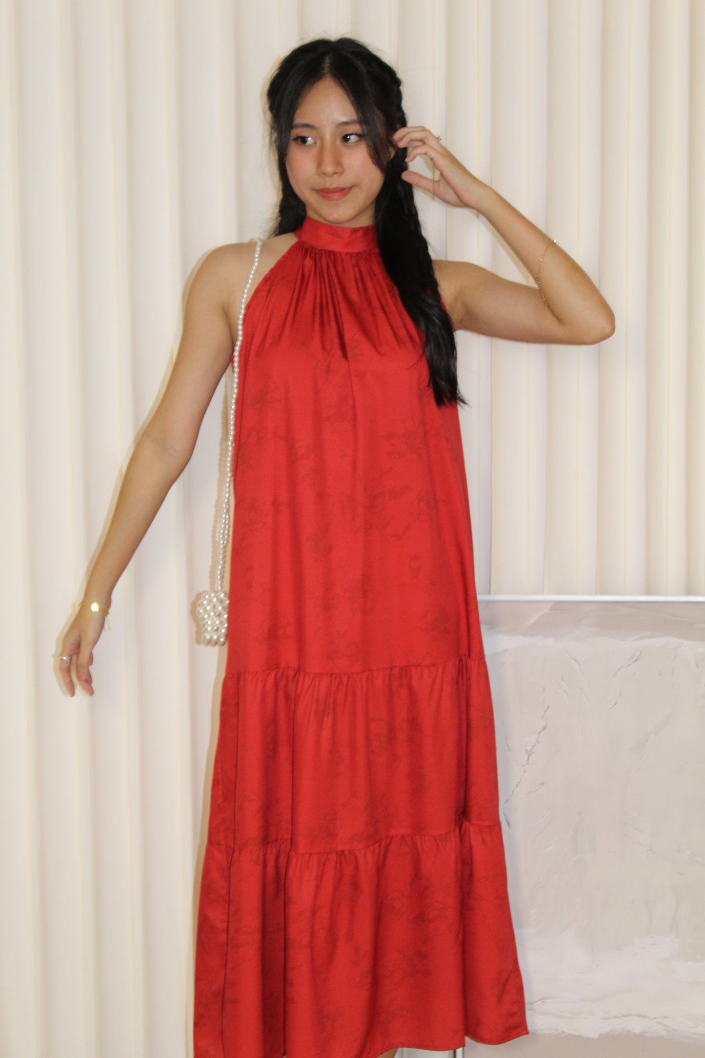 Rammy Halter Midaxi Dress (Red)