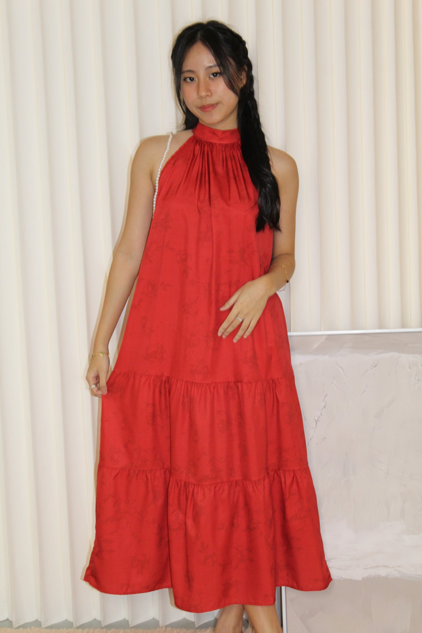 Rammy Halter Midaxi Dress (Red)