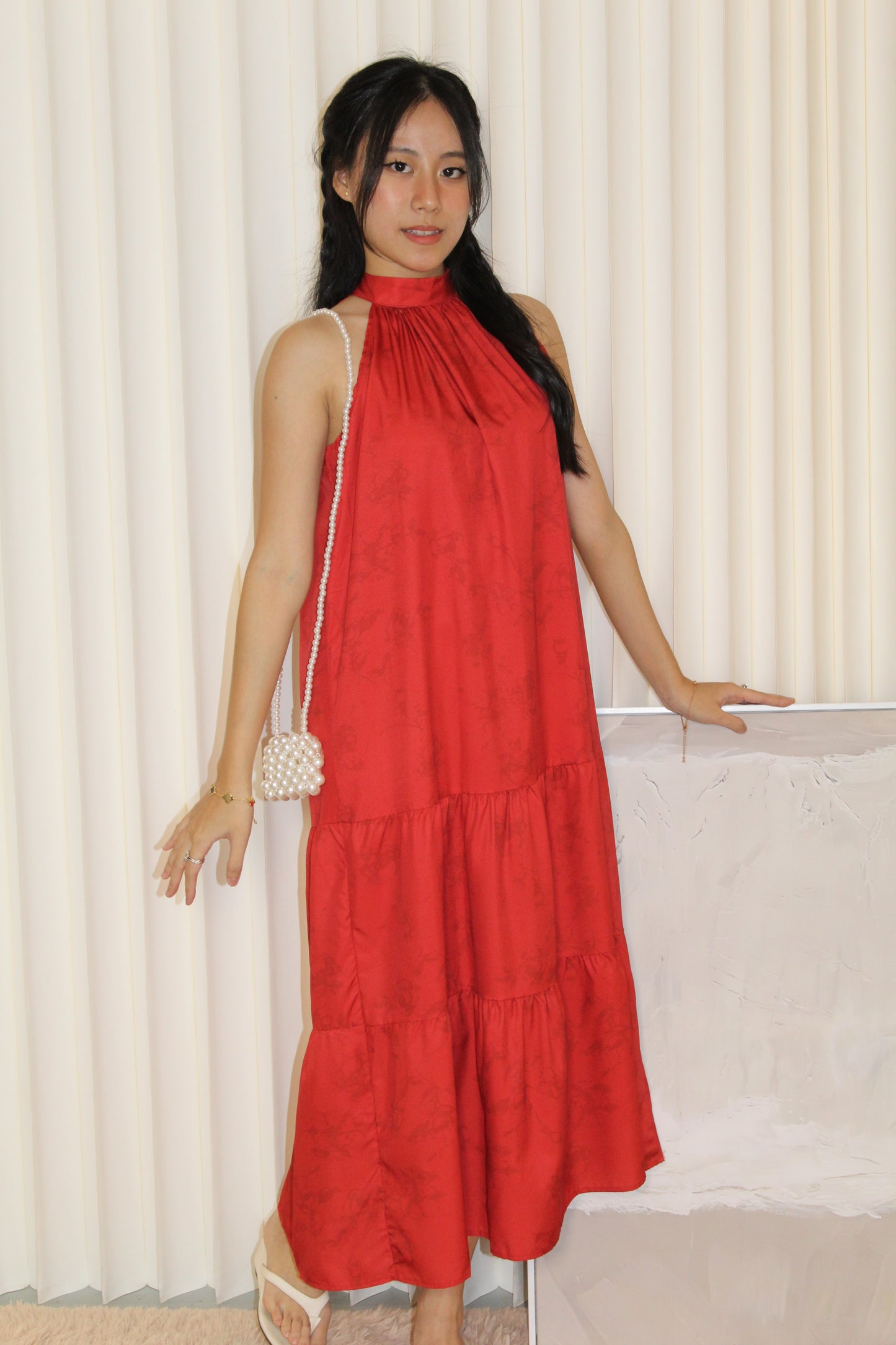 Rammy Halter Midaxi Dress (Red)