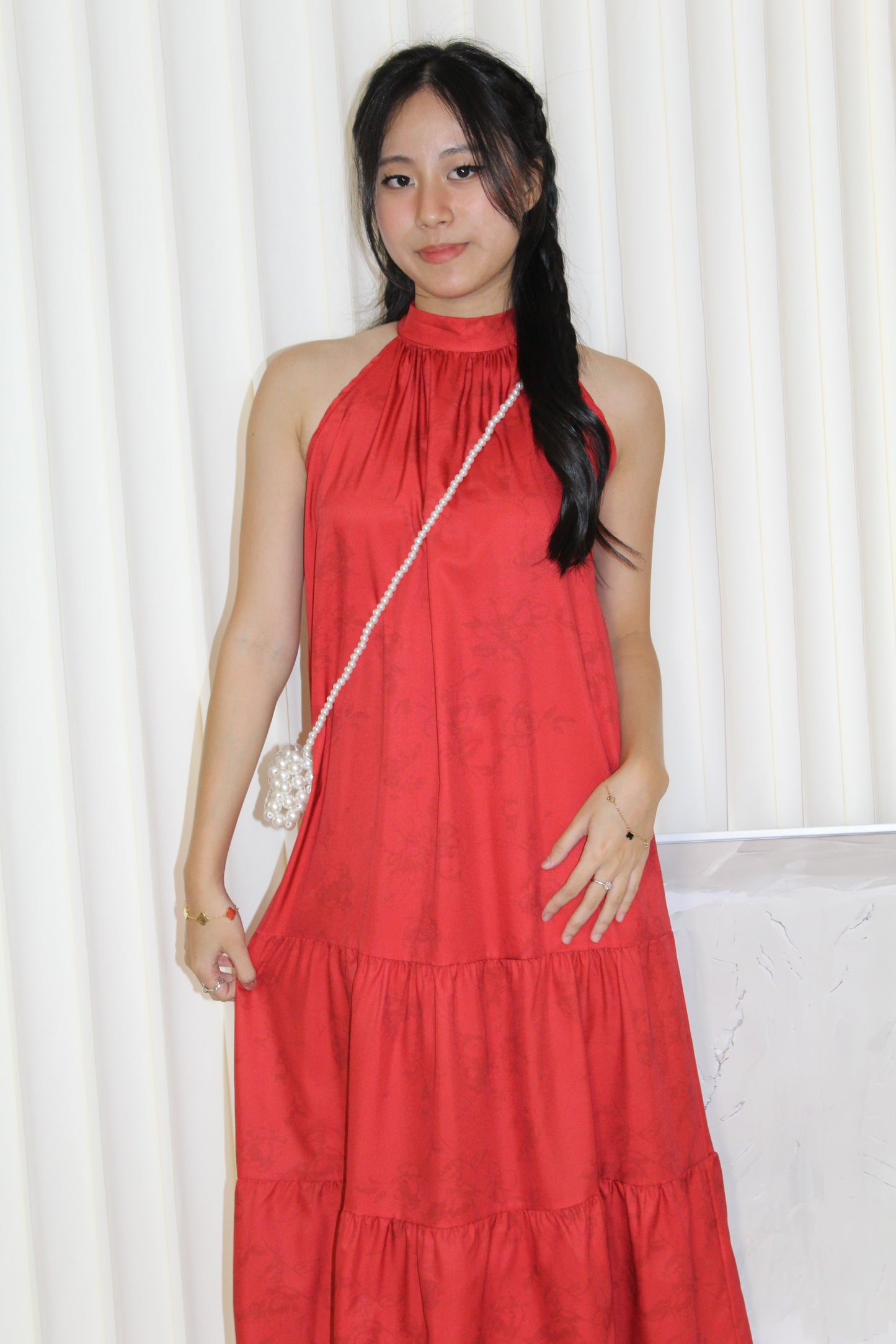 Rammy Halter Midaxi Dress (Red)