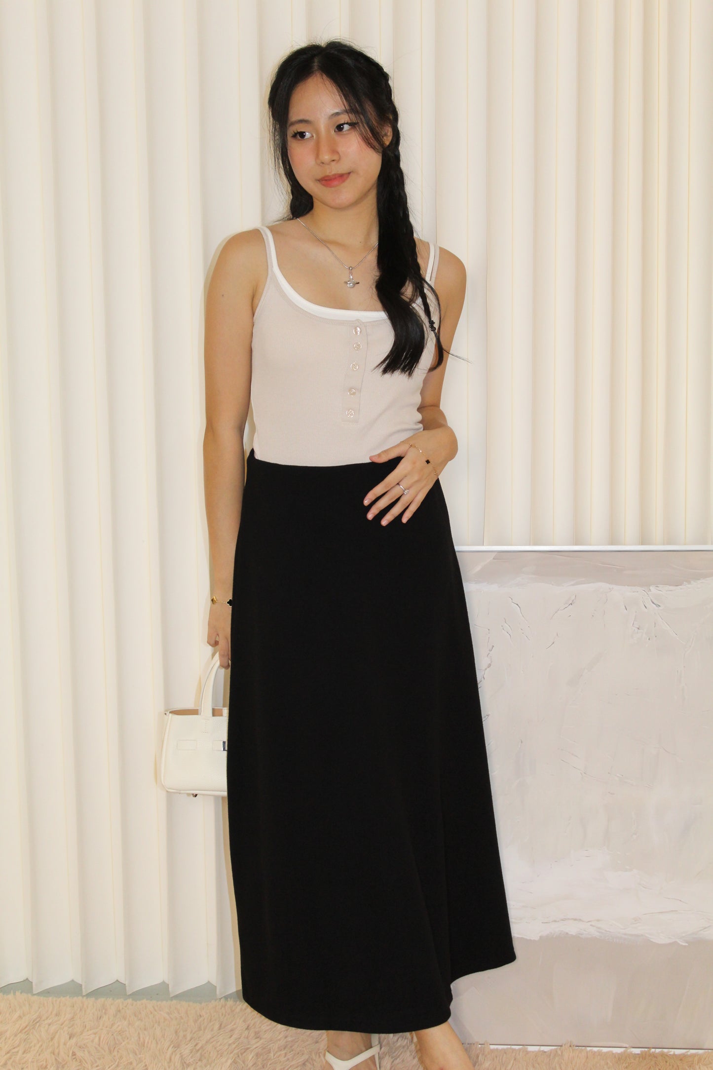 Kacey Cotton Maxi Skirt (Black)