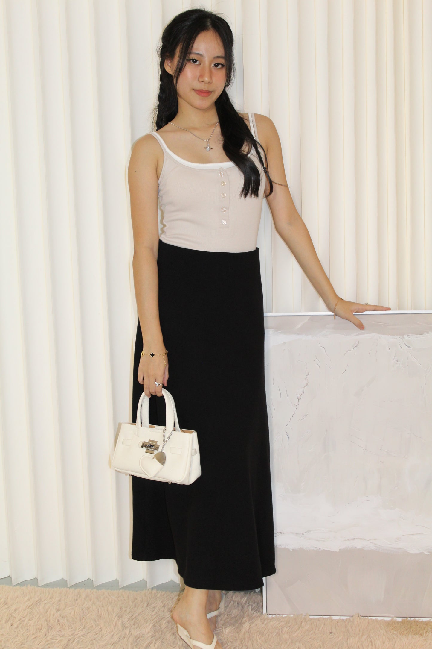 Kacey Cotton Maxi Skirt (Black)