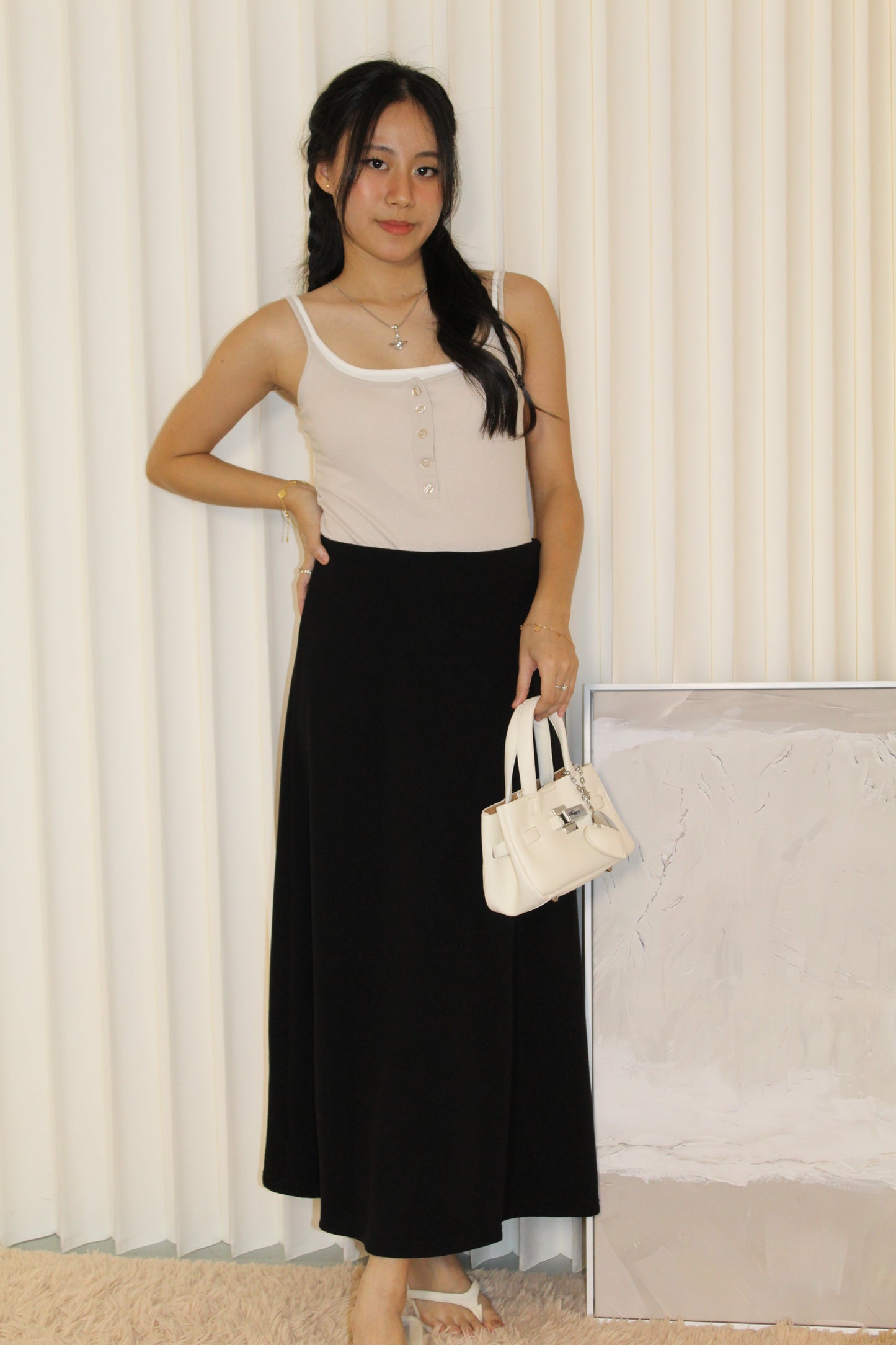 Kacey Cotton Maxi Skirt (Black)