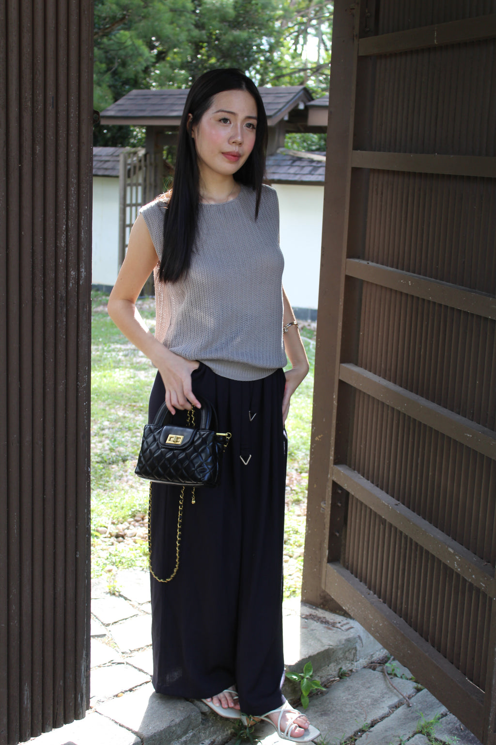Rachel Rubber Loose Long Pants (White)