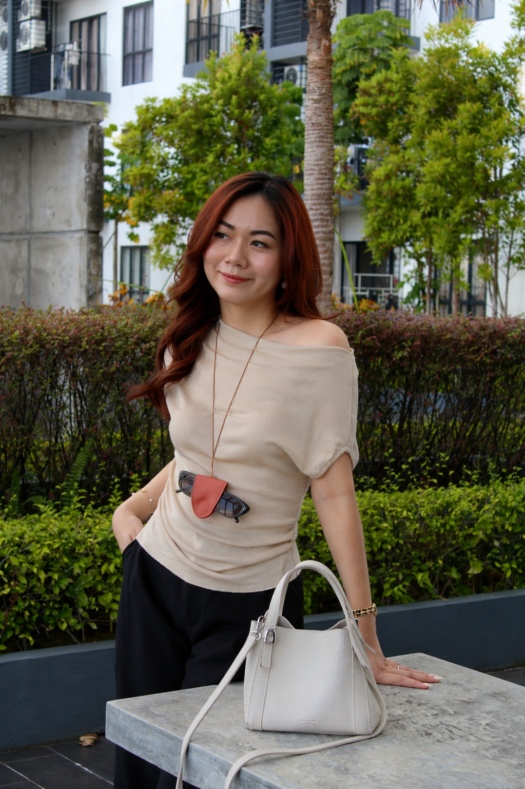 Josey Off Shoulder Knit Top (Brown)