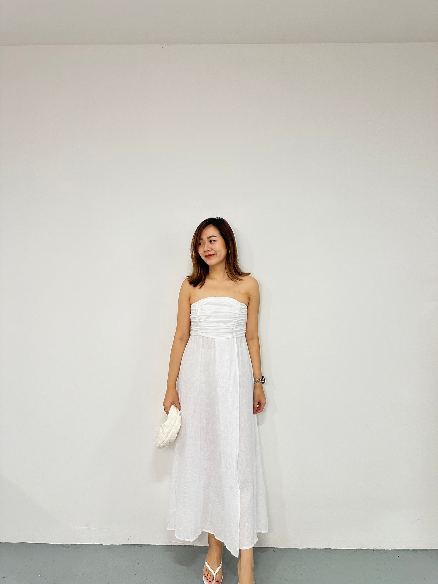 Anja Tube Maxi Dress (White)